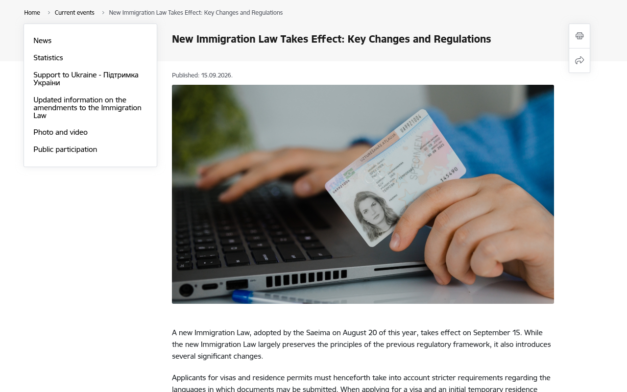 The Office of Citizenship and Migration Affairs announcement New Immigration Law Takes Effect, published 15.09.2026, stating that the law provides for changing the validity periods of temporary residence permits with a two-year term in several cases while abolishing annual permit registration, and that it no longer provides the option of granting temporary residence permits to real estate purchasers or investors in subordinated liabilities of credit institutions.